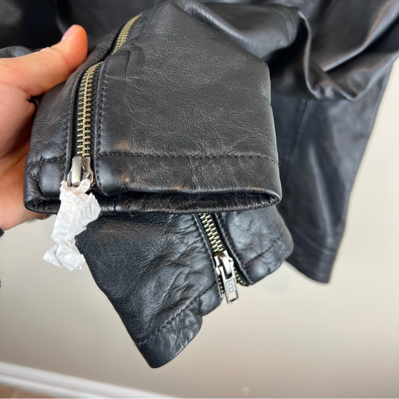 New Caslon Leather Moto Jacket with Removable Hood, Size XS - Picture 8 of 9